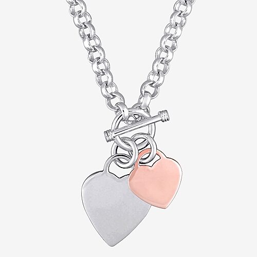 Womens 18K Rose Gold Over Silver Heart 18 Inch Pendant Necklace, One Size, Pink