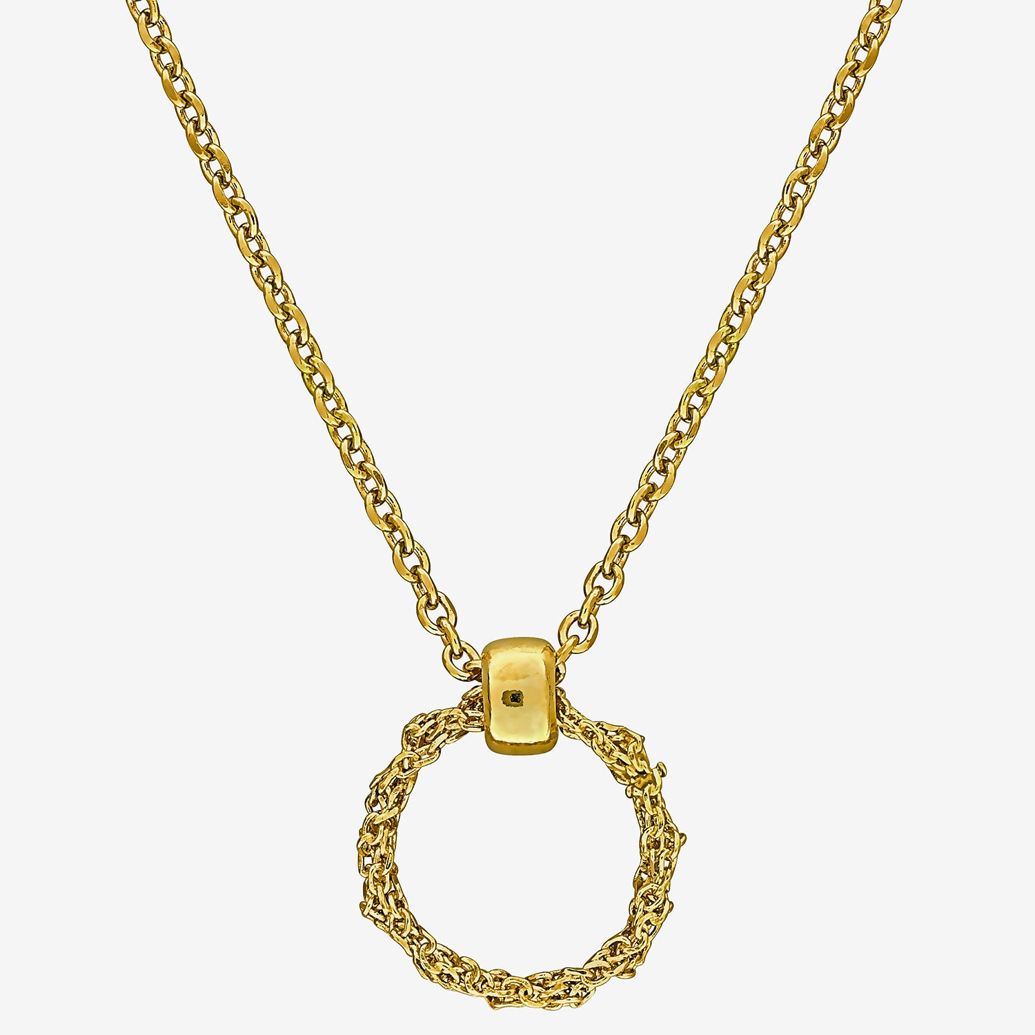 Womens 18K Gold Over Silver Circle 16 Inch Pendant Necklace