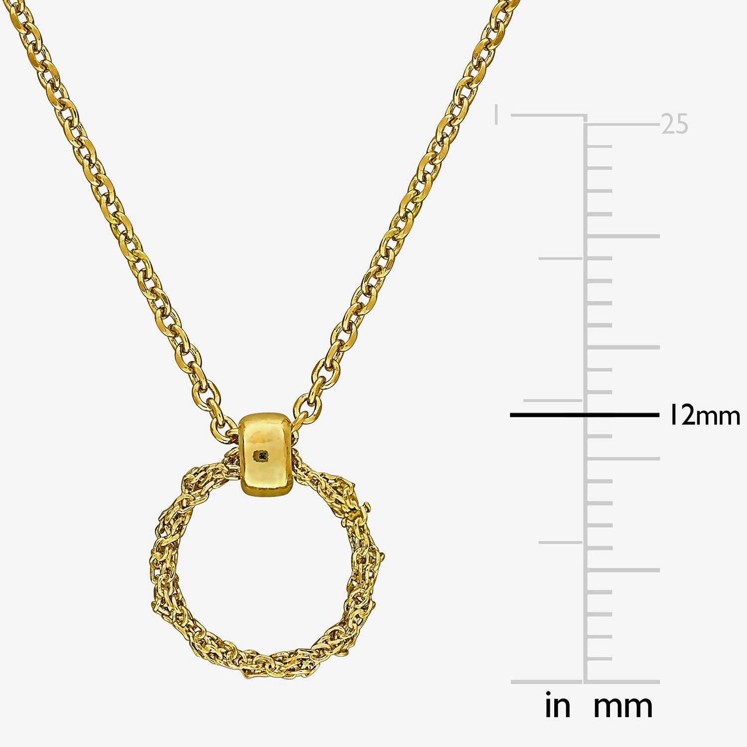Womens 18K Gold Over Silver Circle 16 Inch Pendant Necklace