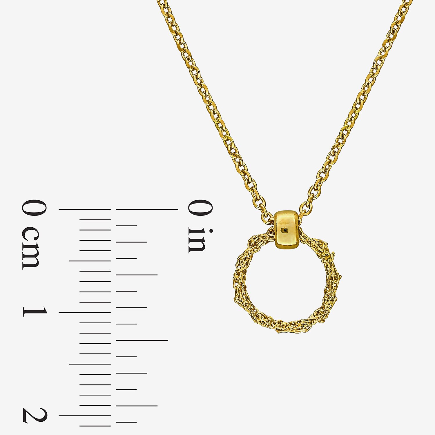 Womens 18K Gold Over Silver Circle 16 Inch Pendant Necklace