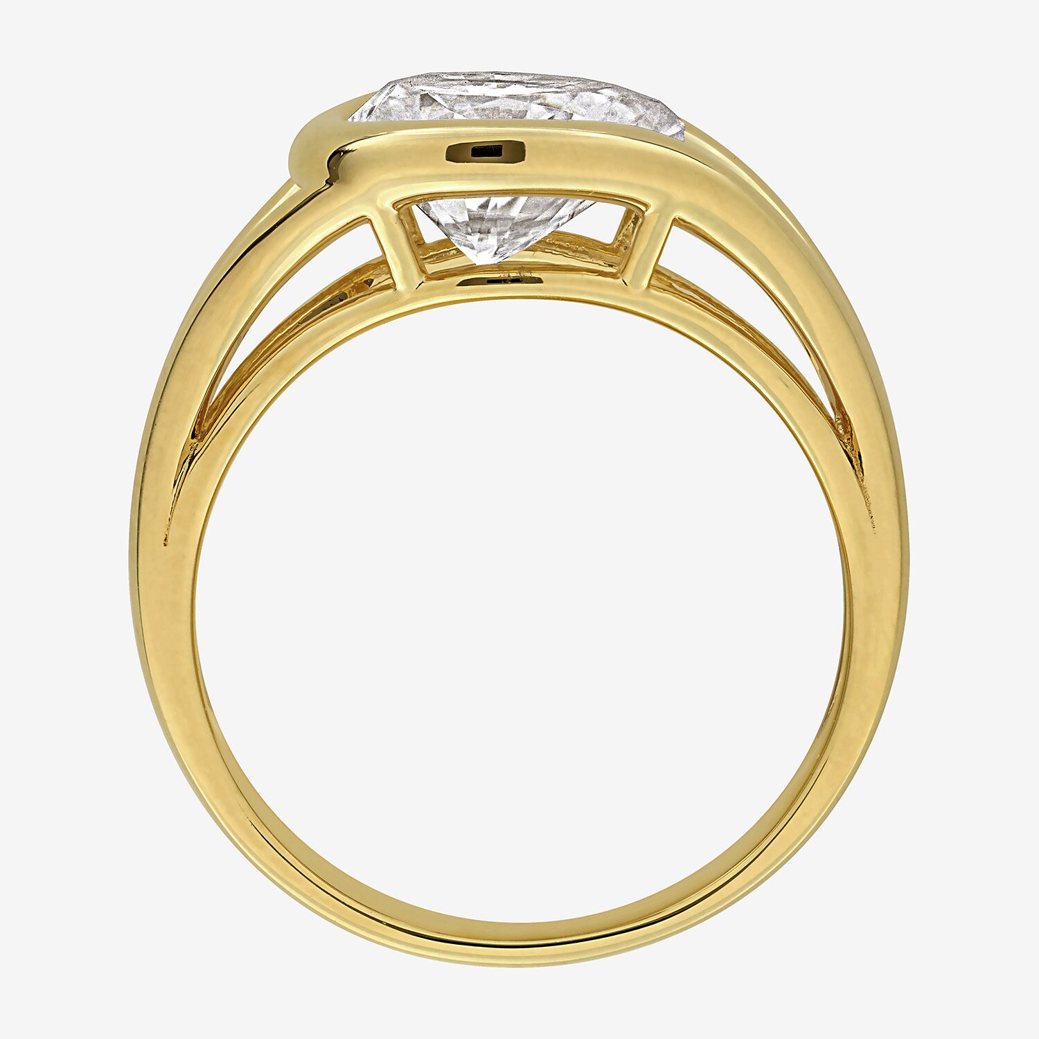 Womens Lab Created White Moissanite 18K Gold Over Silver Pear Solitaire Cocktail Ring