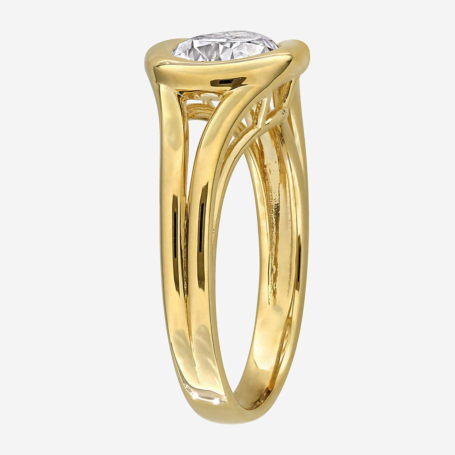 Womens Lab Created White Moissanite 18K Gold Over Silver Pear Solitaire Cocktail Ring