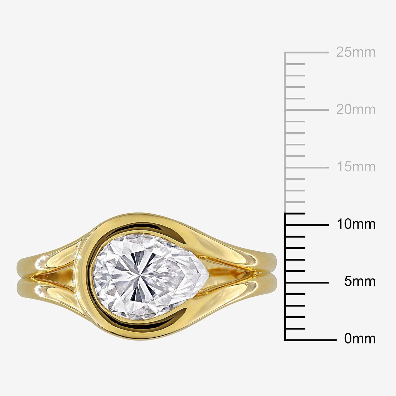 Womens Lab Created White Moissanite 18K Gold Over Silver Pear Solitaire Cocktail Ring