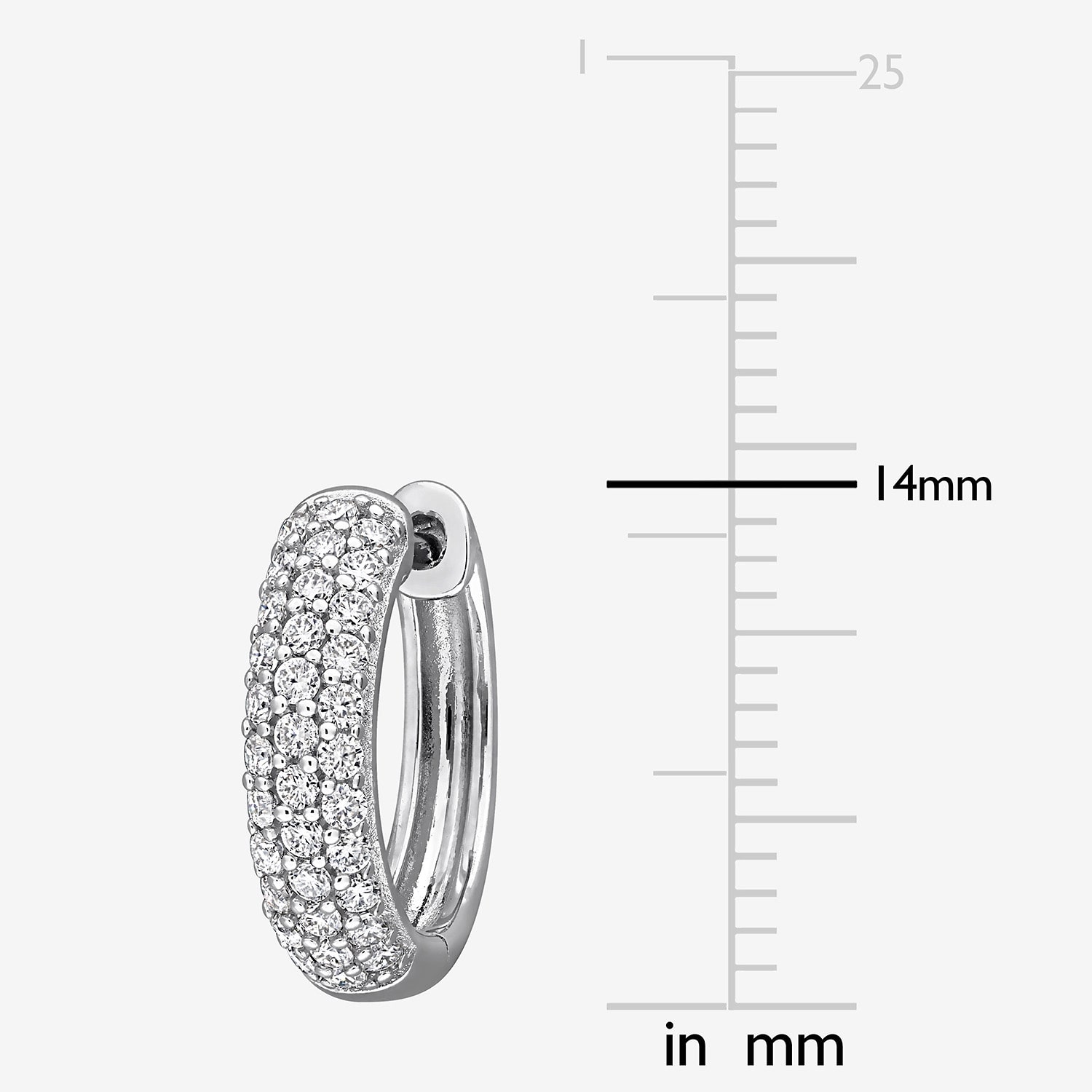 Womens Lab Created White Moissanite Sterling Silver 14mm Hoop Earrings