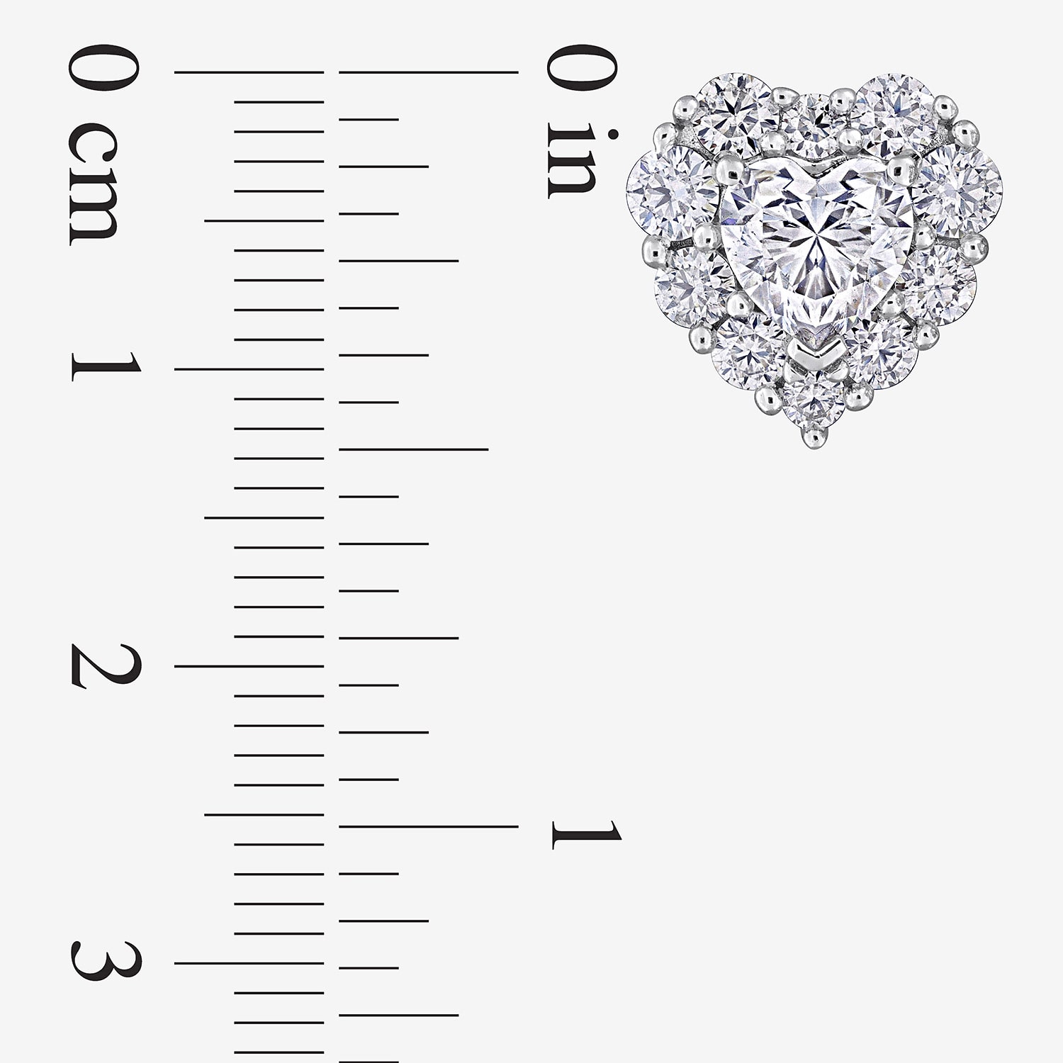 Lab Created White Moissanite Sterling Silver 12.9mm Heart Stud Earrings