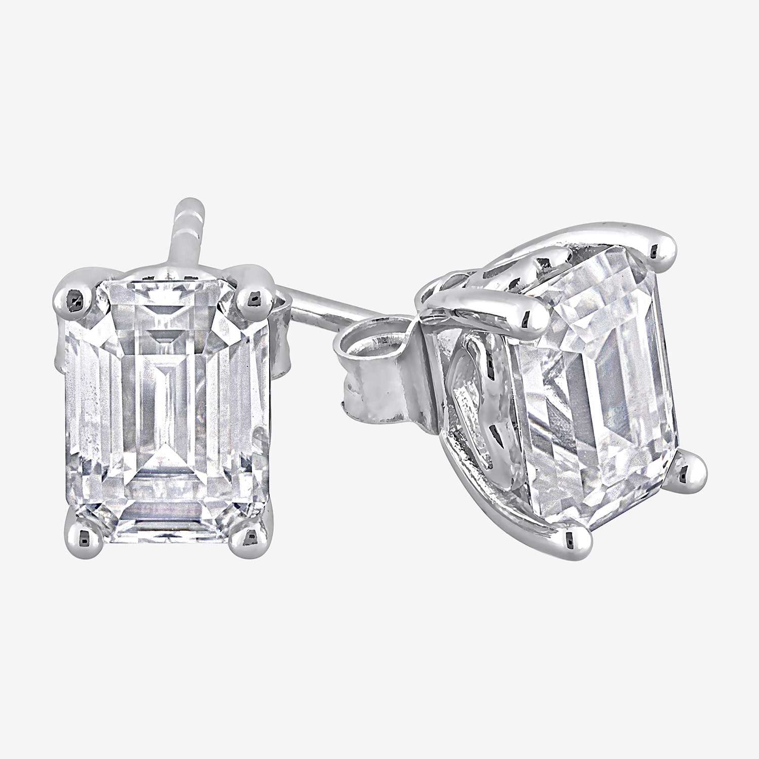 Lab Created White Moissanite Sterling Silver 7.6mm Stud Earrings