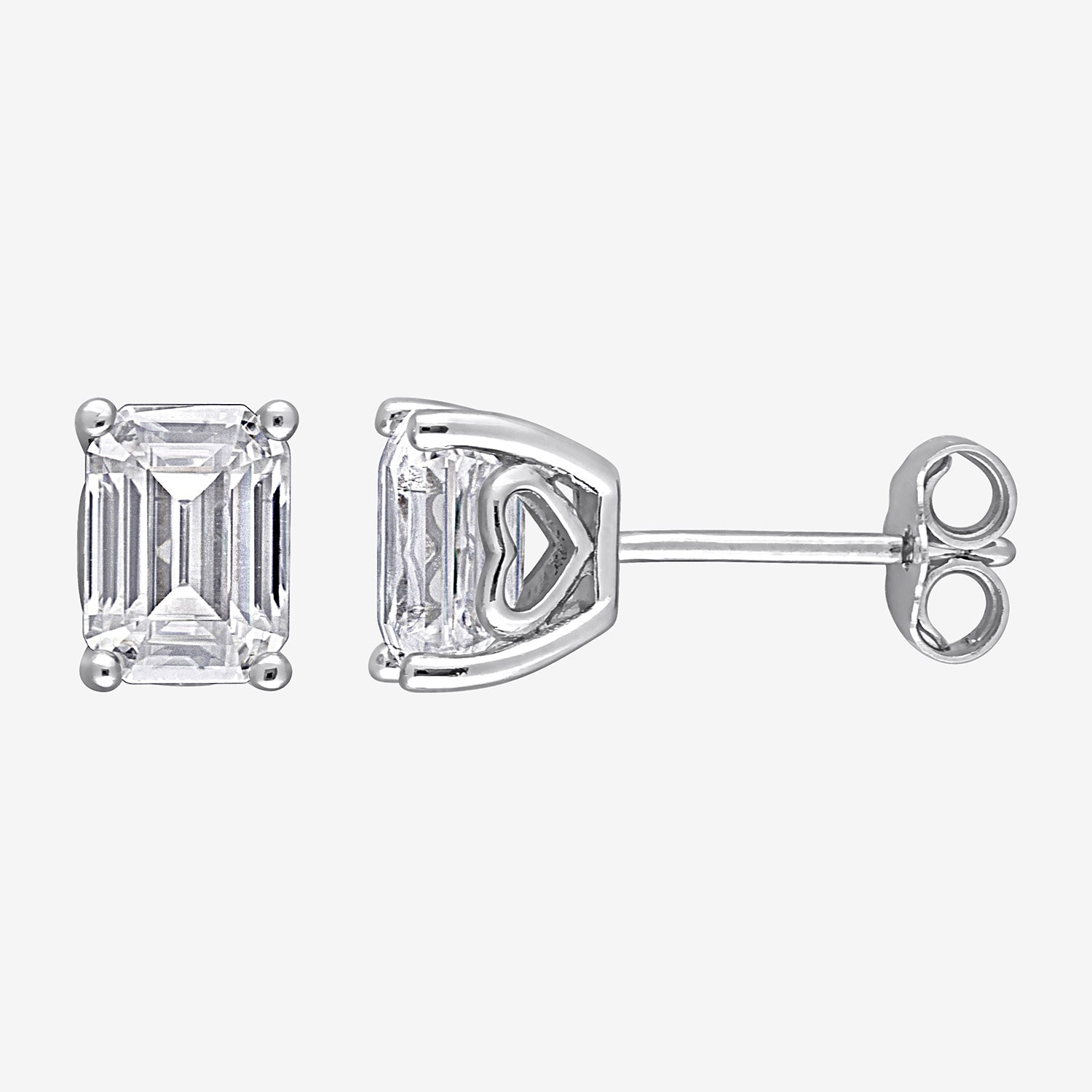 Lab Created White Moissanite Sterling Silver 7.6mm Stud Earrings