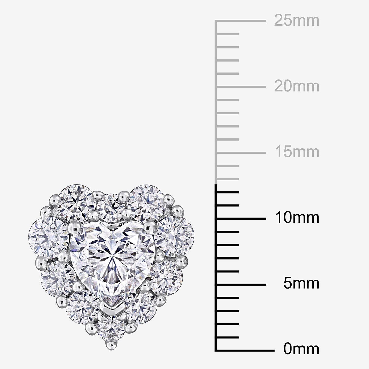 Lab Created White Moissanite Sterling Silver 12.9mm Heart Stud Earrings