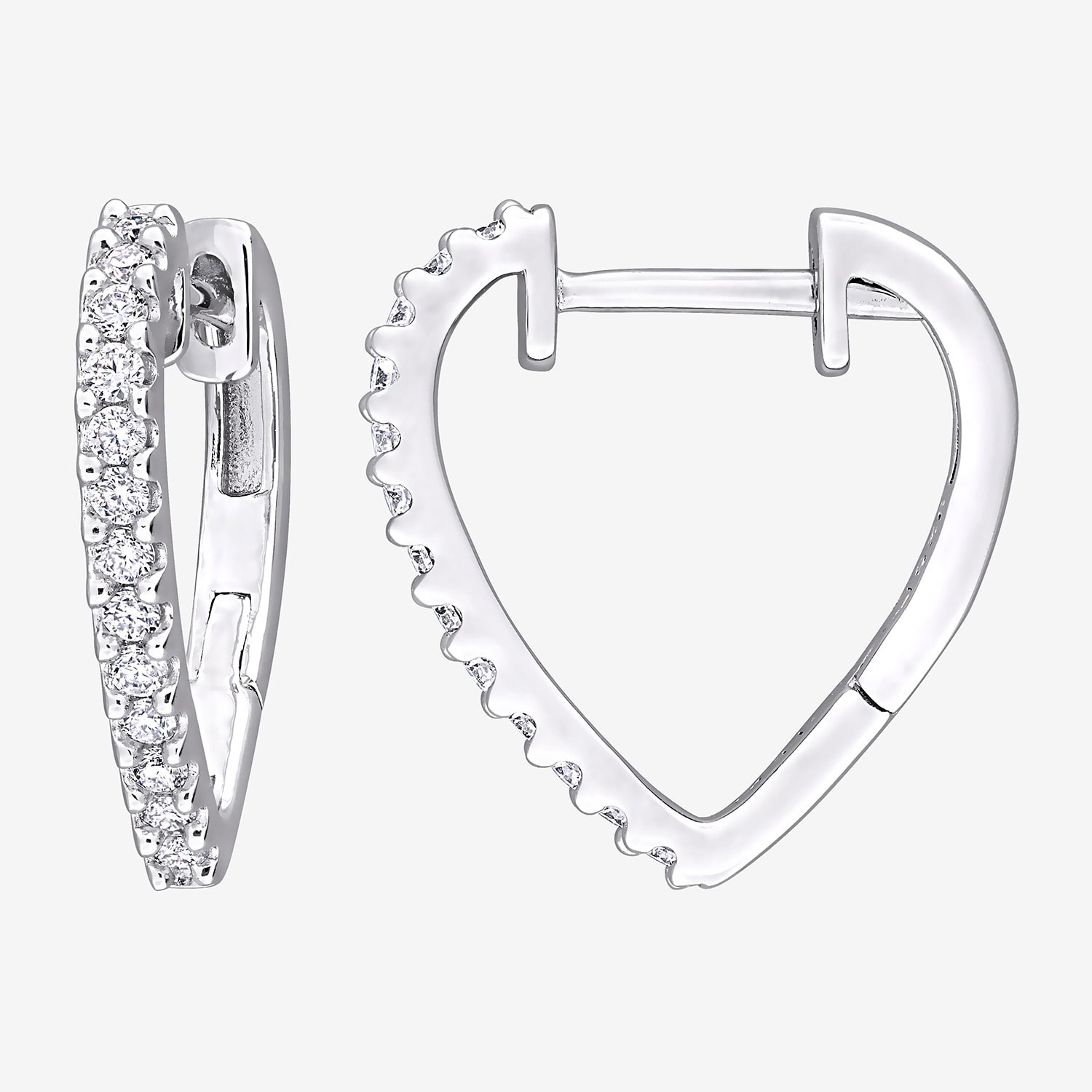 Womens Lab Created White Moissanite Sterling Silver 15mm Hoop Earrings