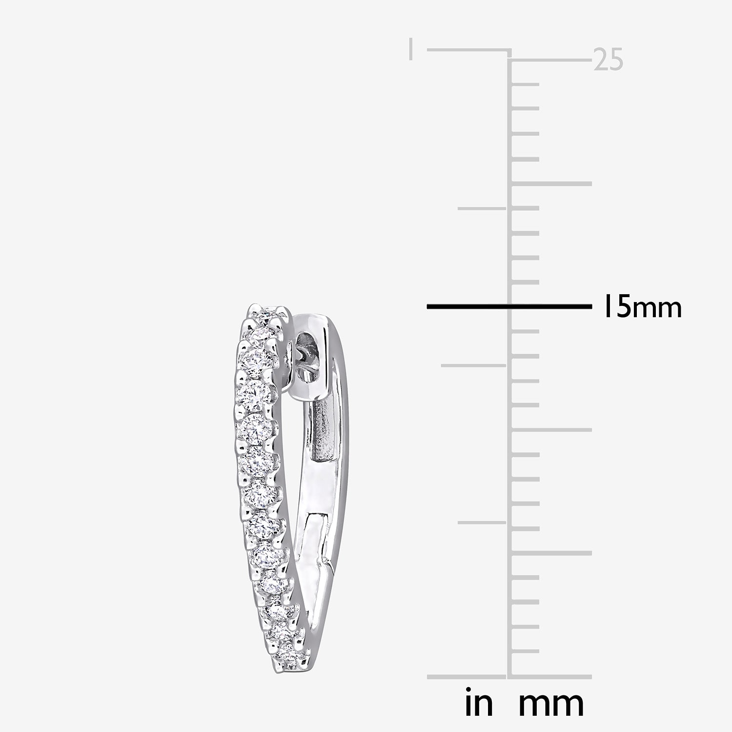 Womens Lab Created White Moissanite Sterling Silver 15mm Hoop Earrings