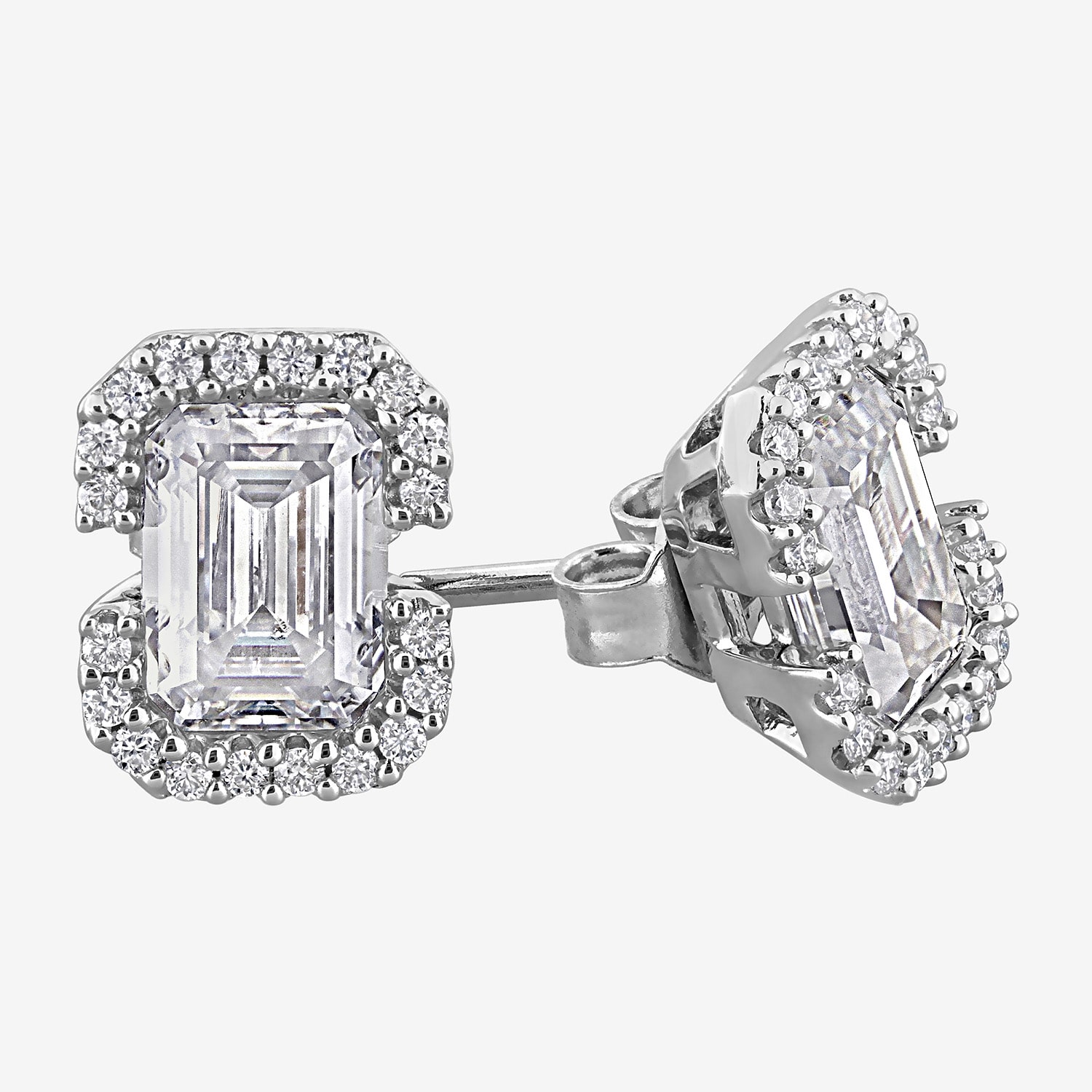 Lab Created White Moissanite Sterling Silver 9.5mm Stud Earrings