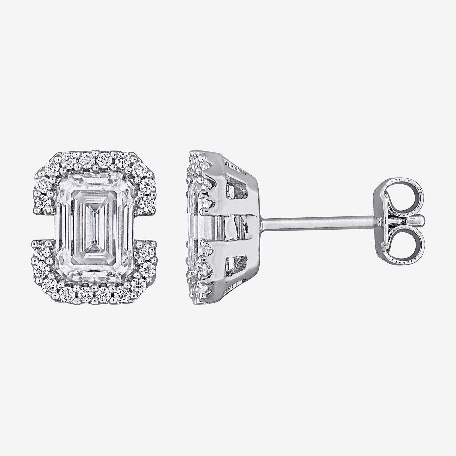 Lab Created White Moissanite Sterling Silver 9.5mm Stud Earrings