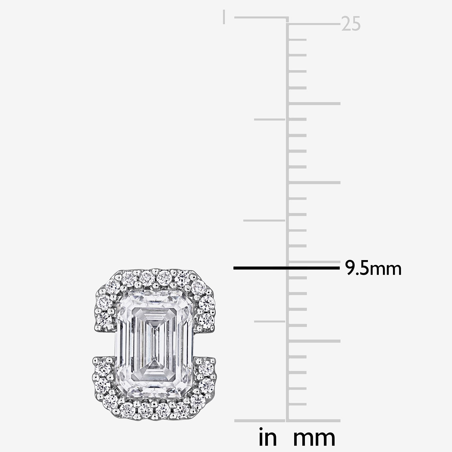 Lab Created White Moissanite Sterling Silver 9.5mm Stud Earrings