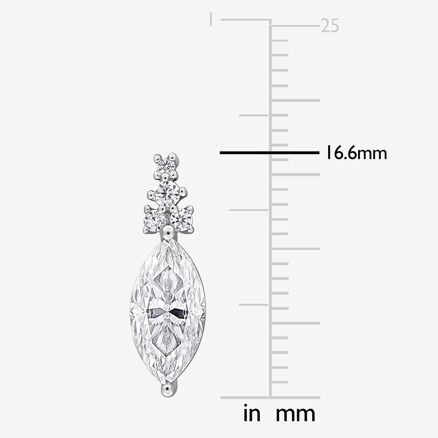Womens Lab Created White Moissanite Sterling Silver Marquise Drop Earrings