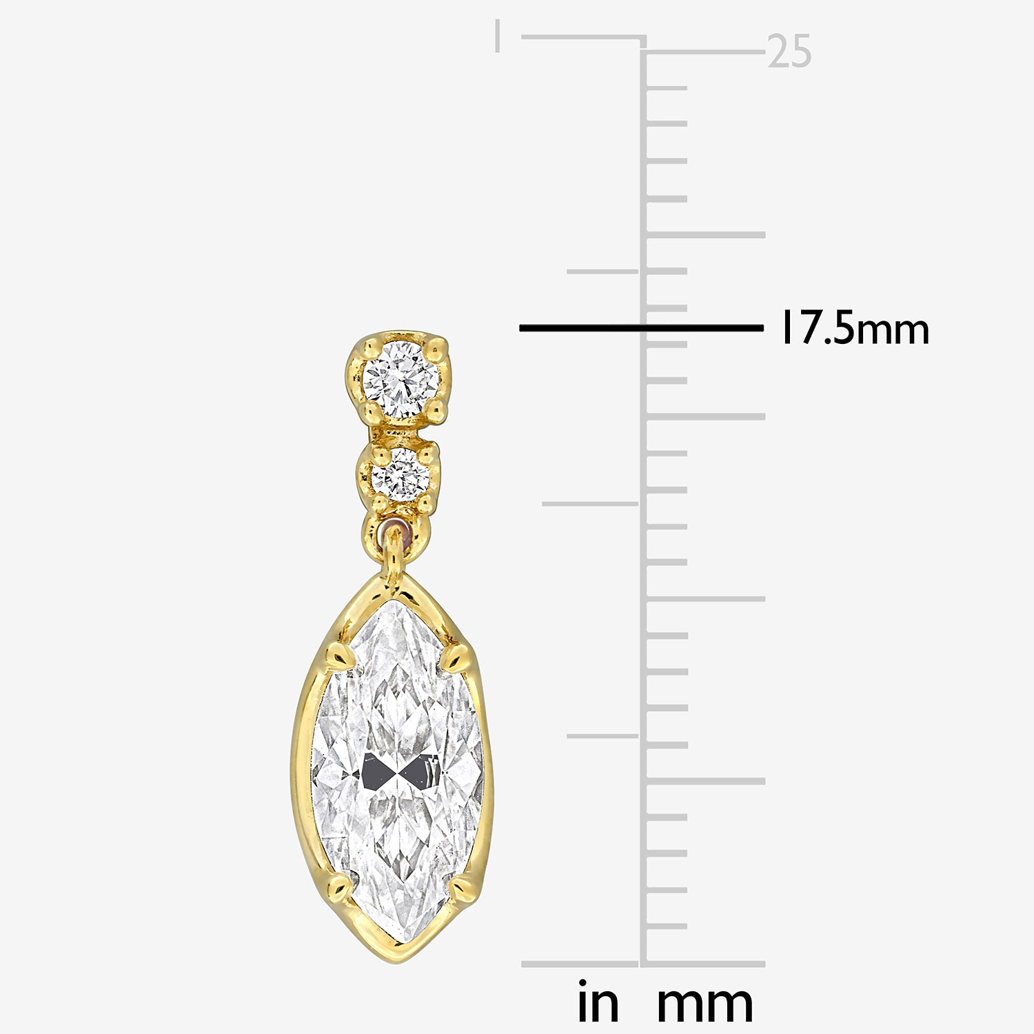 Womens Lab Created White Moissanite 18K Gold Over Silver Drop Earrings