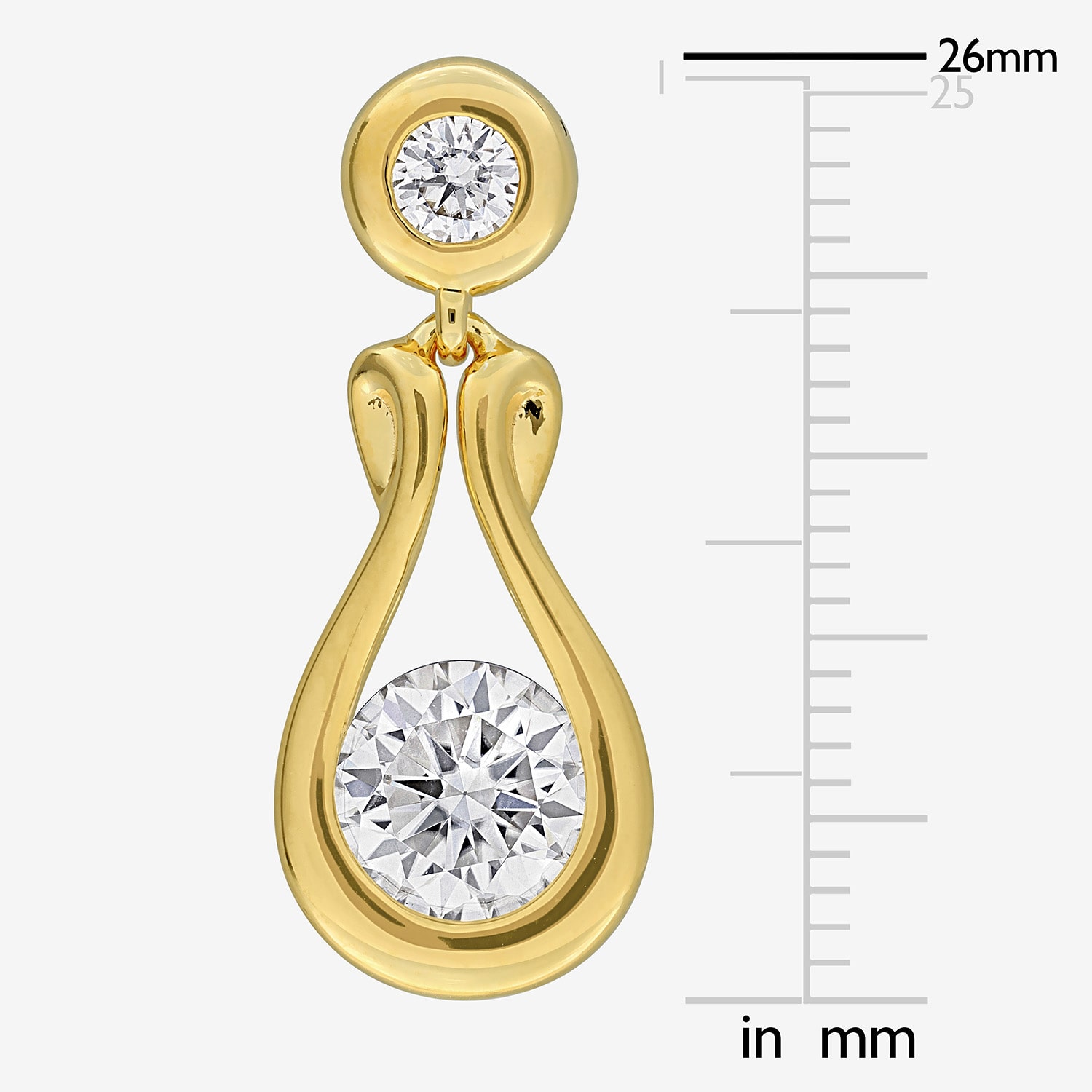 Womens Lab Created White Moissanite 18K Gold Over Silver Drop Earrings