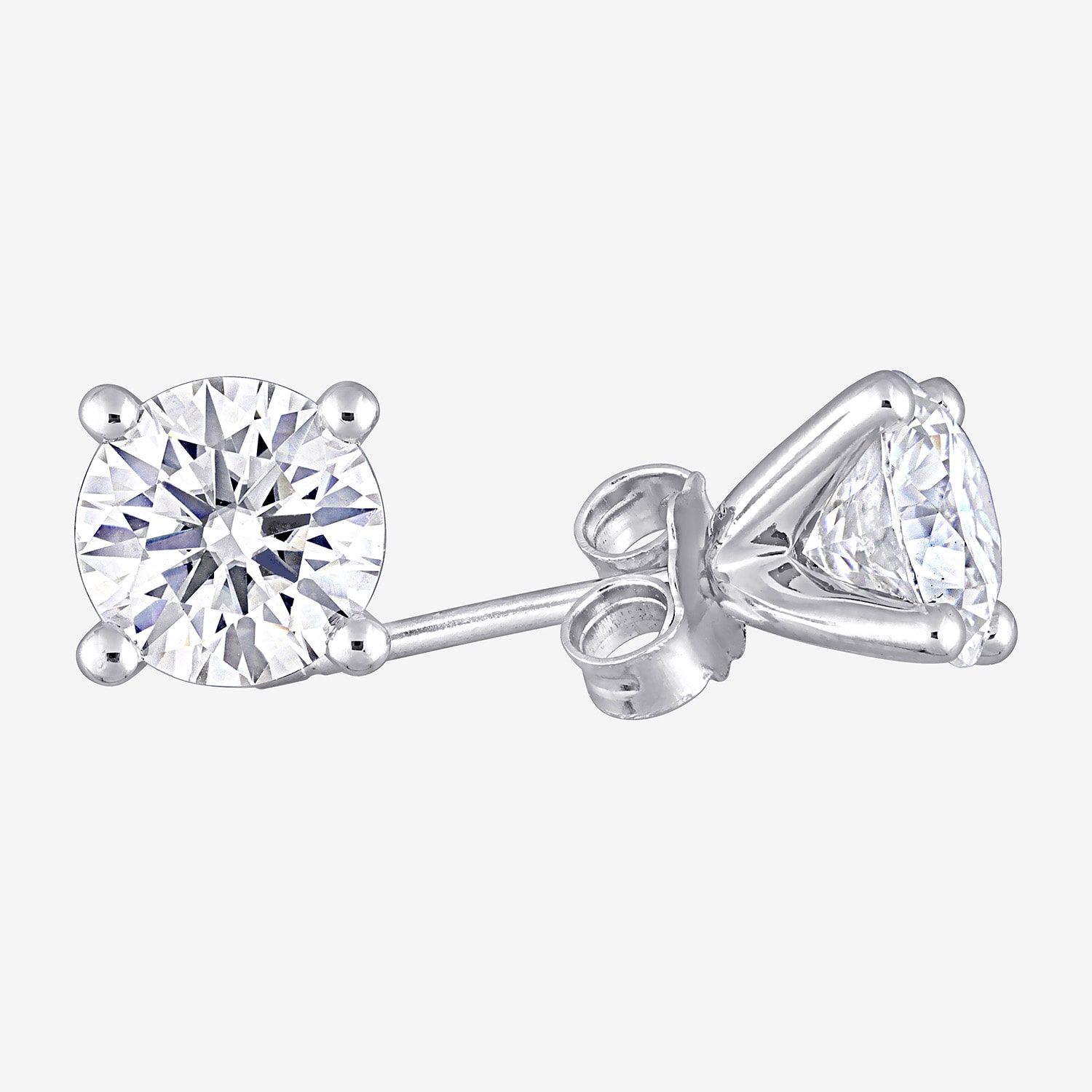Lab Created White Moissanite Sterling Silver 6.6mm Round Stud Earrings