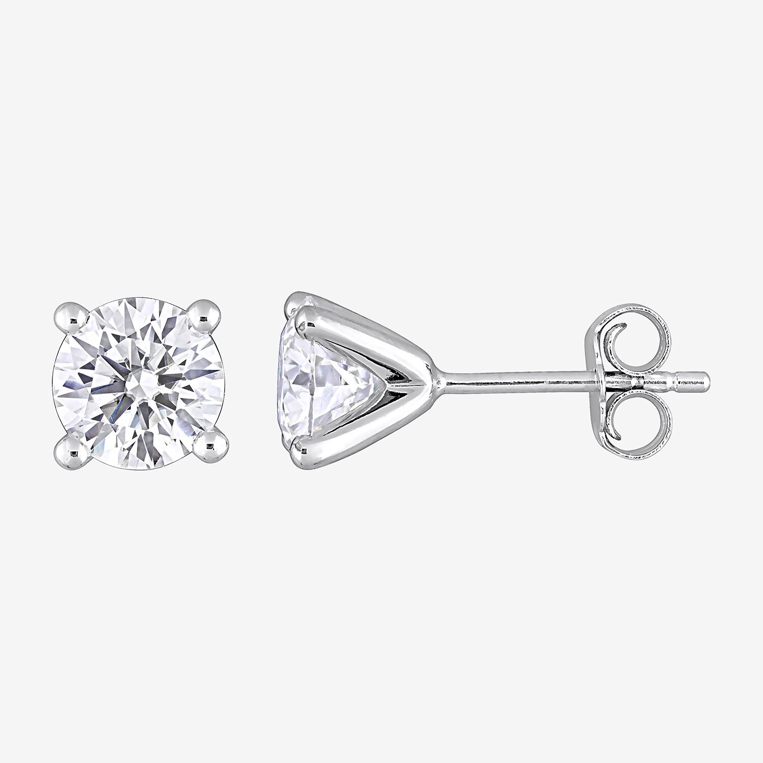 Lab Created White Moissanite Sterling Silver 6.6mm Round Stud Earrings