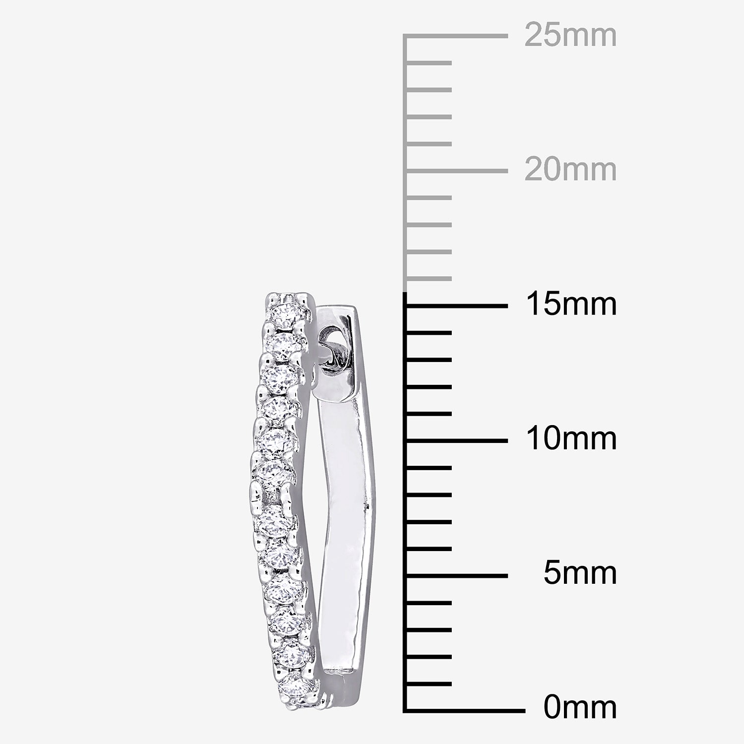 Womens Lab Created White Moissanite Sterling Silver 15.5mm Hoop Earrings
