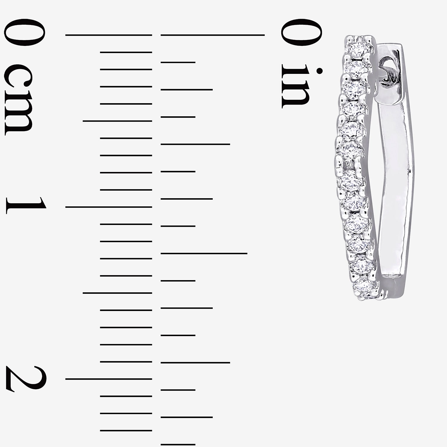 Womens Lab Created White Moissanite Sterling Silver 15.5mm Hoop Earrings