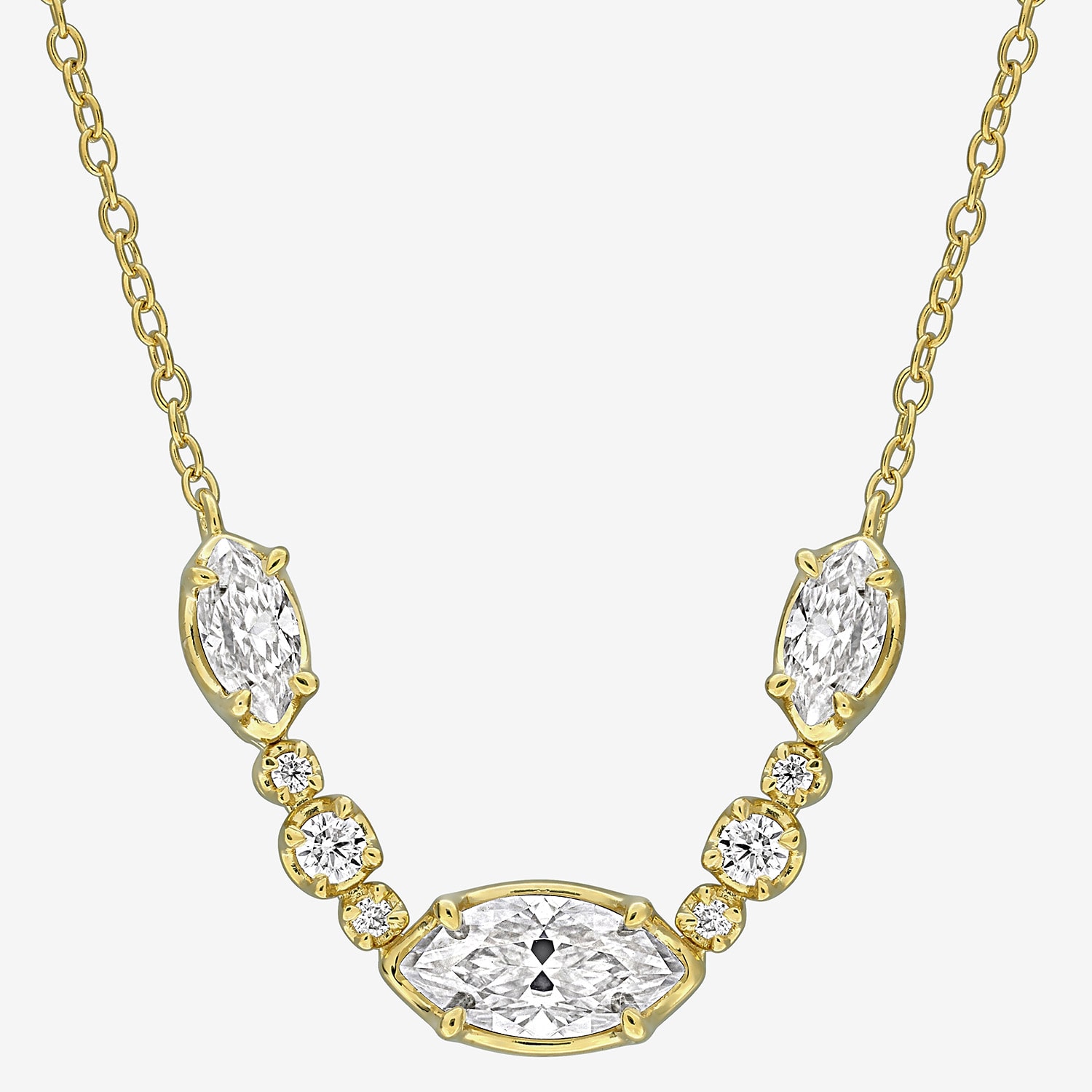 Womens Lab Created White Moissanite 18K Gold Over Silver Inch Pendant Necklace