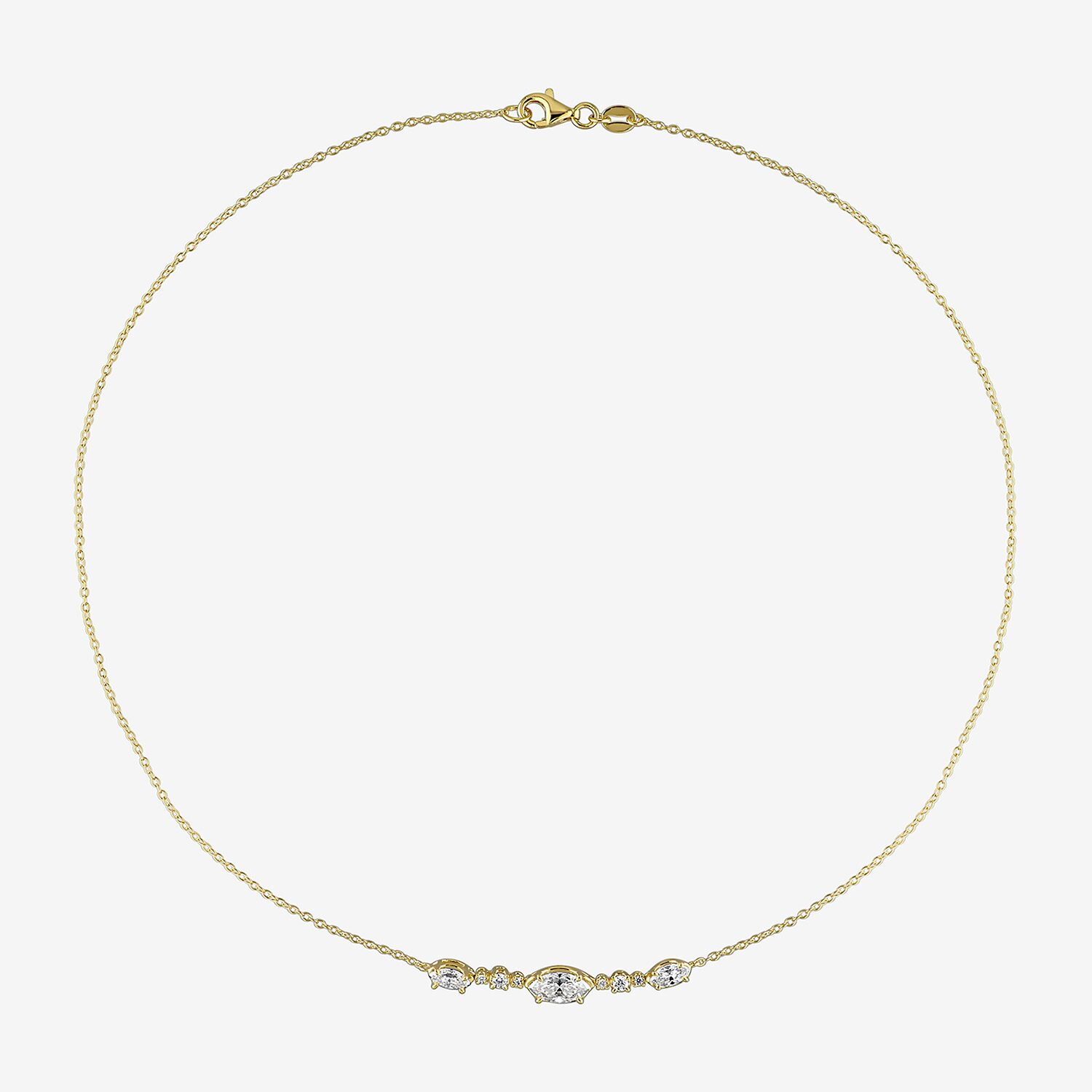 Womens Lab Created White Moissanite 18K Gold Over Silver Inch Pendant Necklace