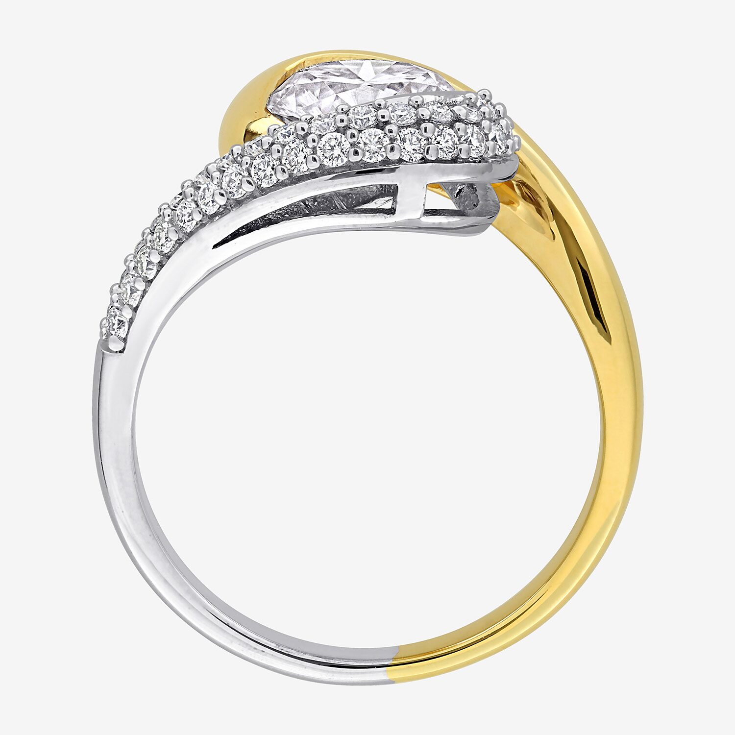 Womens Lab Created White Moissanite Round Cocktail Ring
