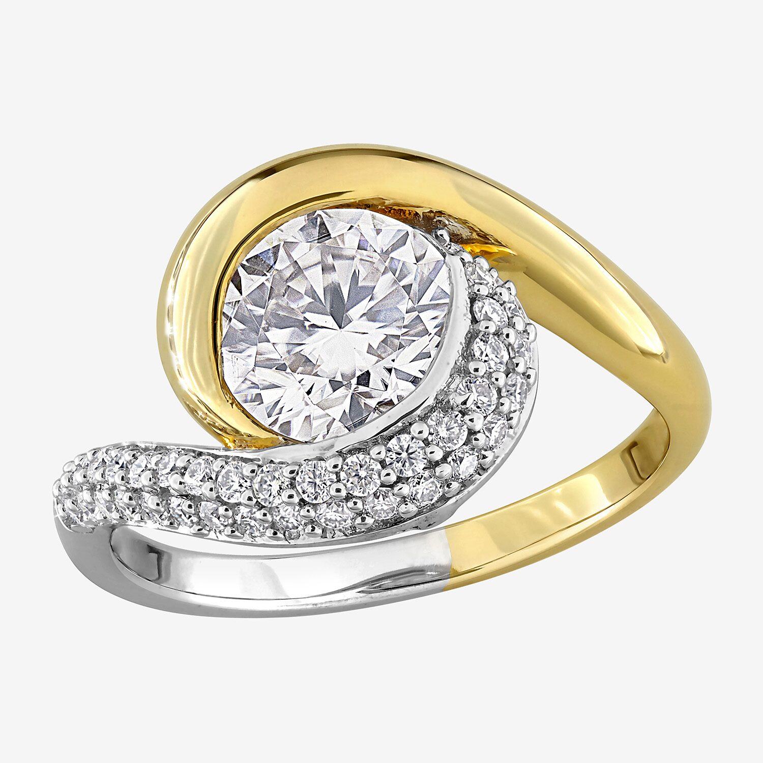 Womens Lab Created White Moissanite Round Cocktail Ring