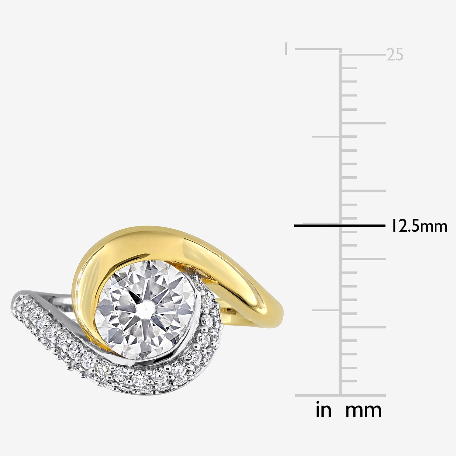 Womens Lab Created White Moissanite Round Cocktail Ring