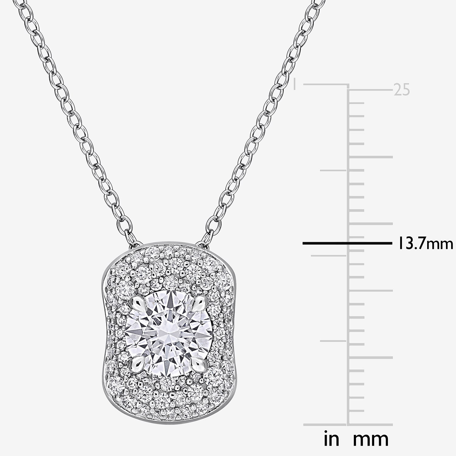 Womens Lab Created White Moissanite Sterling Silver Inch Pendant Necklace