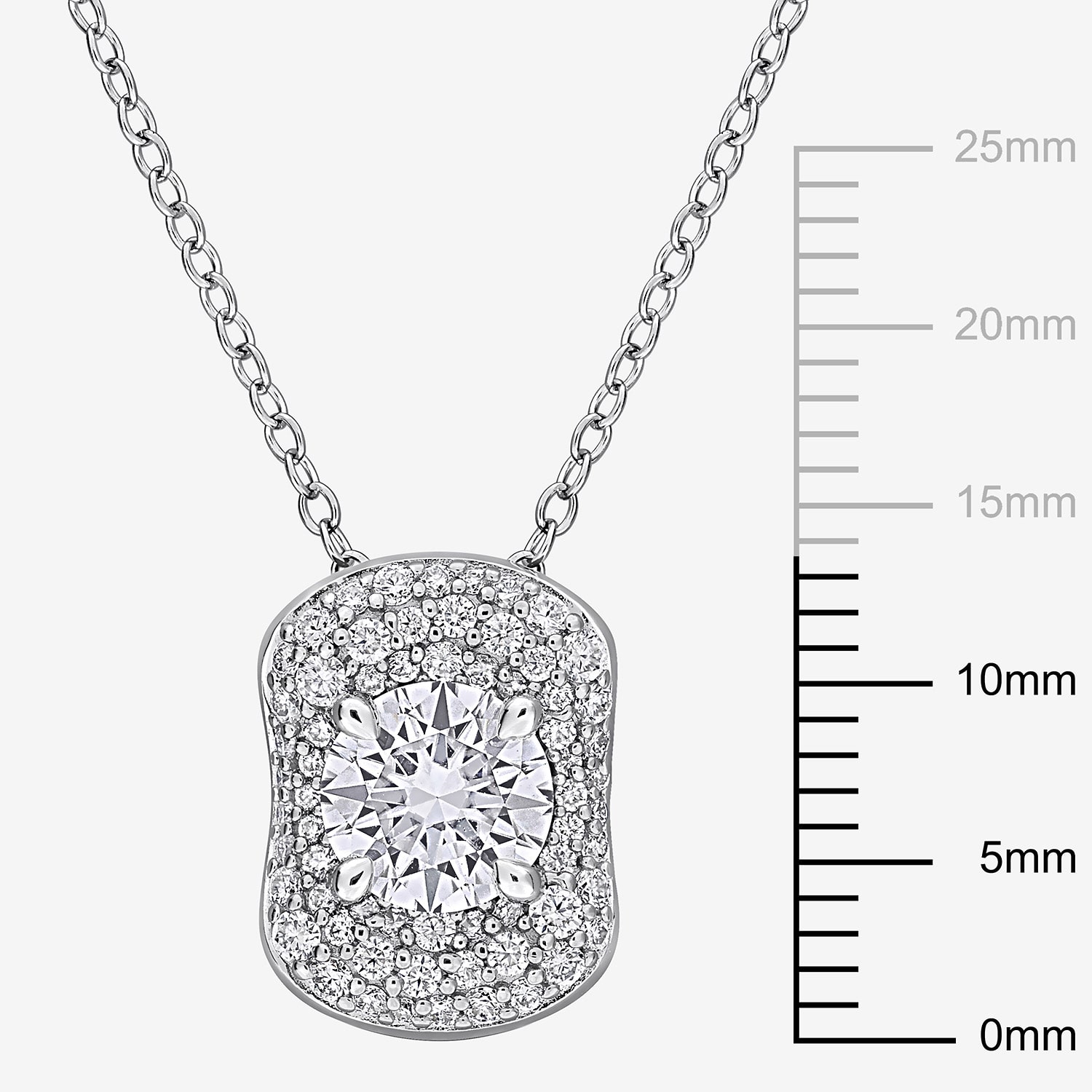 Womens Lab Created White Moissanite Sterling Silver Inch Pendant Necklace