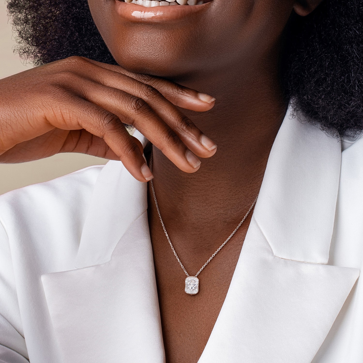 Womens Lab Created White Moissanite Sterling Silver Inch Pendant Necklace