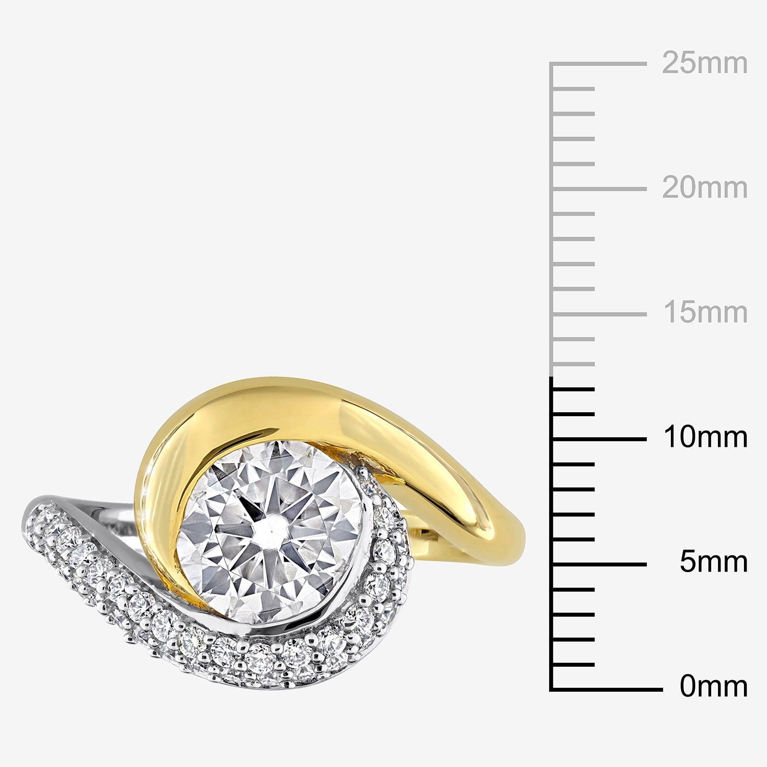 Womens Lab Created White Moissanite Round Cocktail Ring