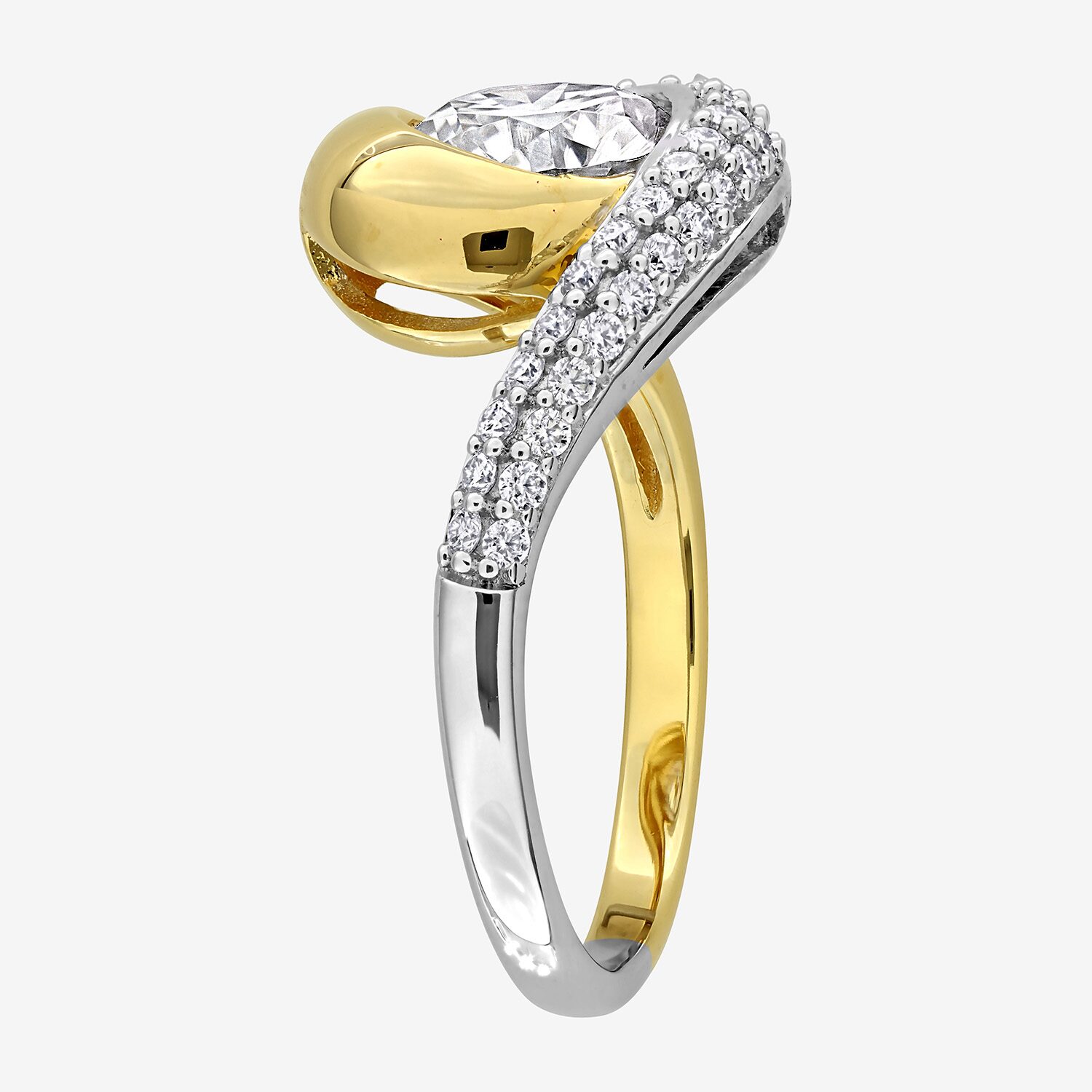 Womens Lab Created White Moissanite Round Cocktail Ring