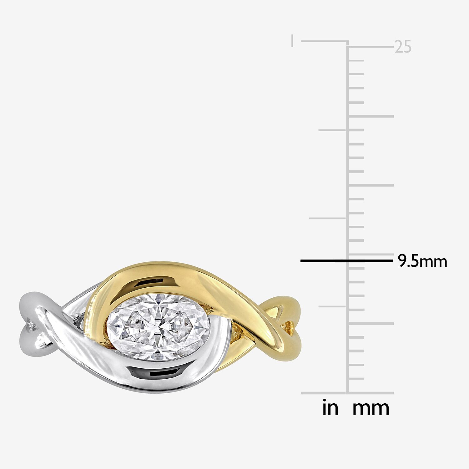 Womens Lab Created White Moissanite Oval Solitaire Cocktail Ring