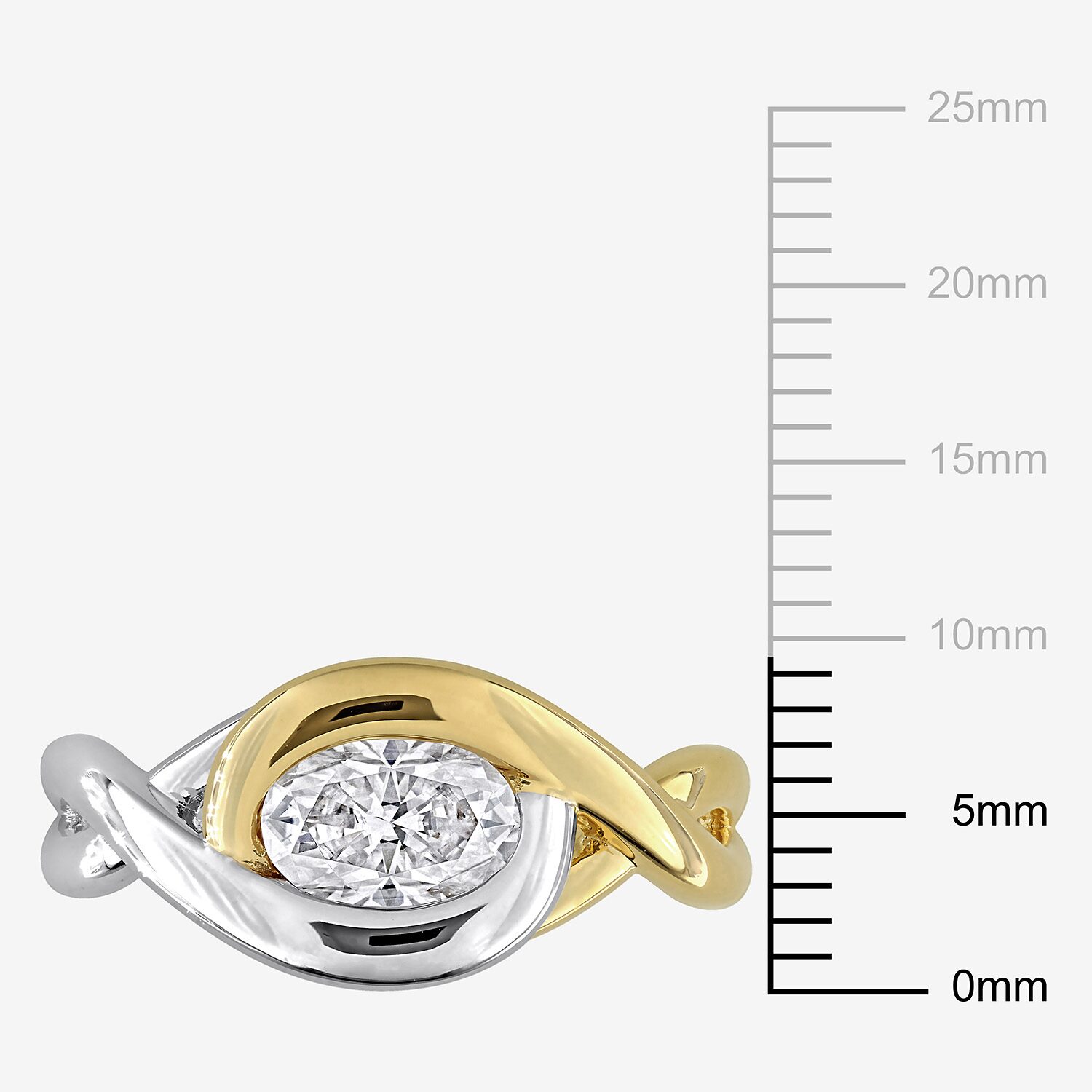 Womens Lab Created White Moissanite Oval Solitaire Cocktail Ring
