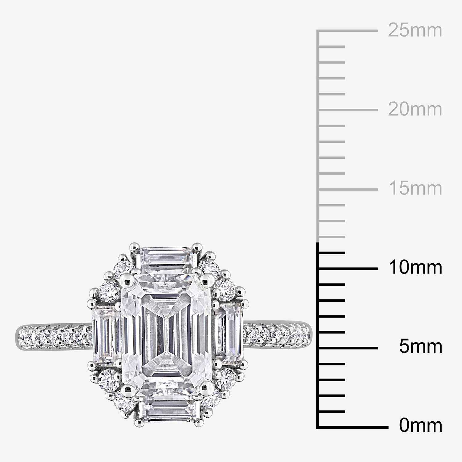 Womens Lab Created White Moissanite Sterling Silver Cocktail Ring