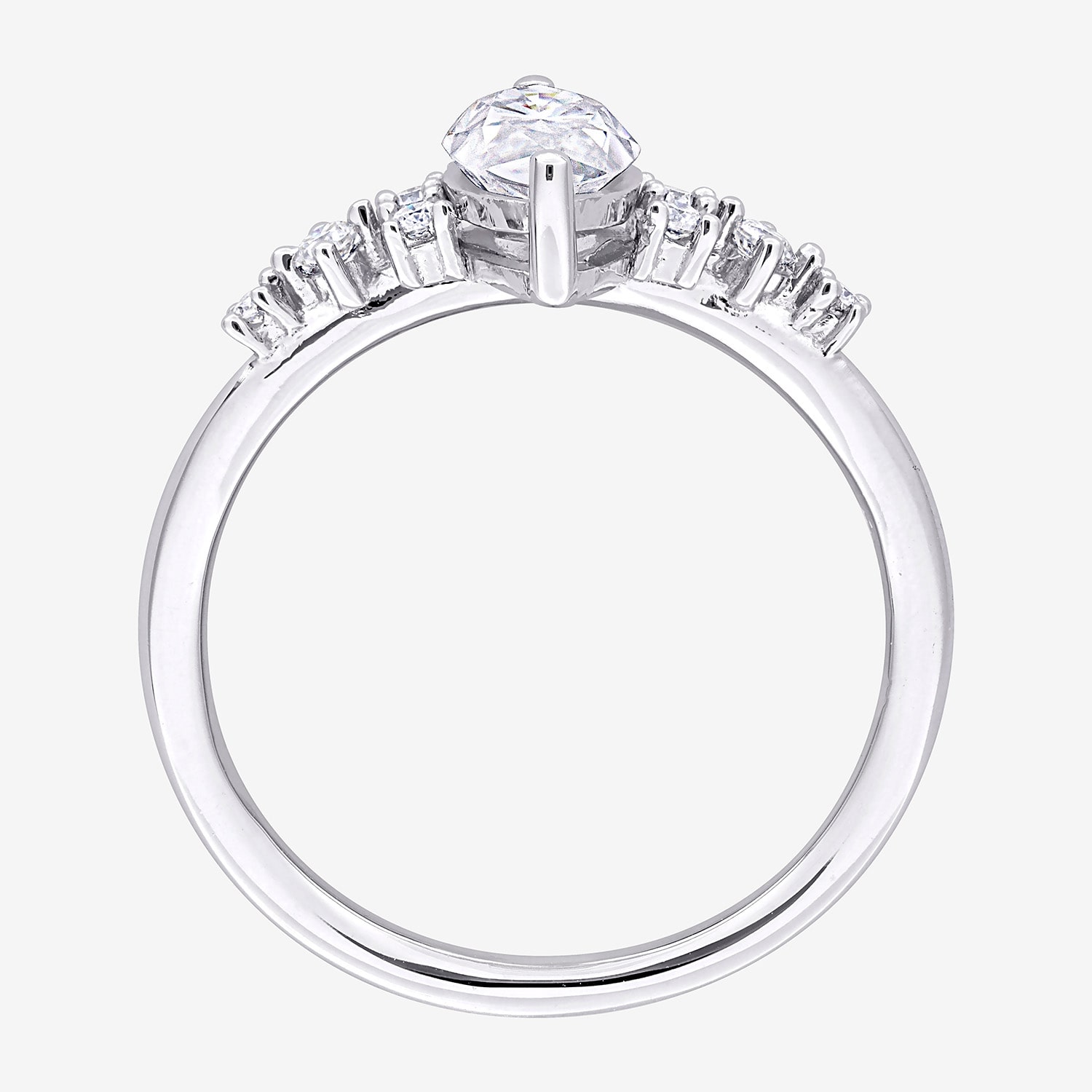 Womens Lab Created White Moissanite Sterling Silver Marquise Cocktail Ring