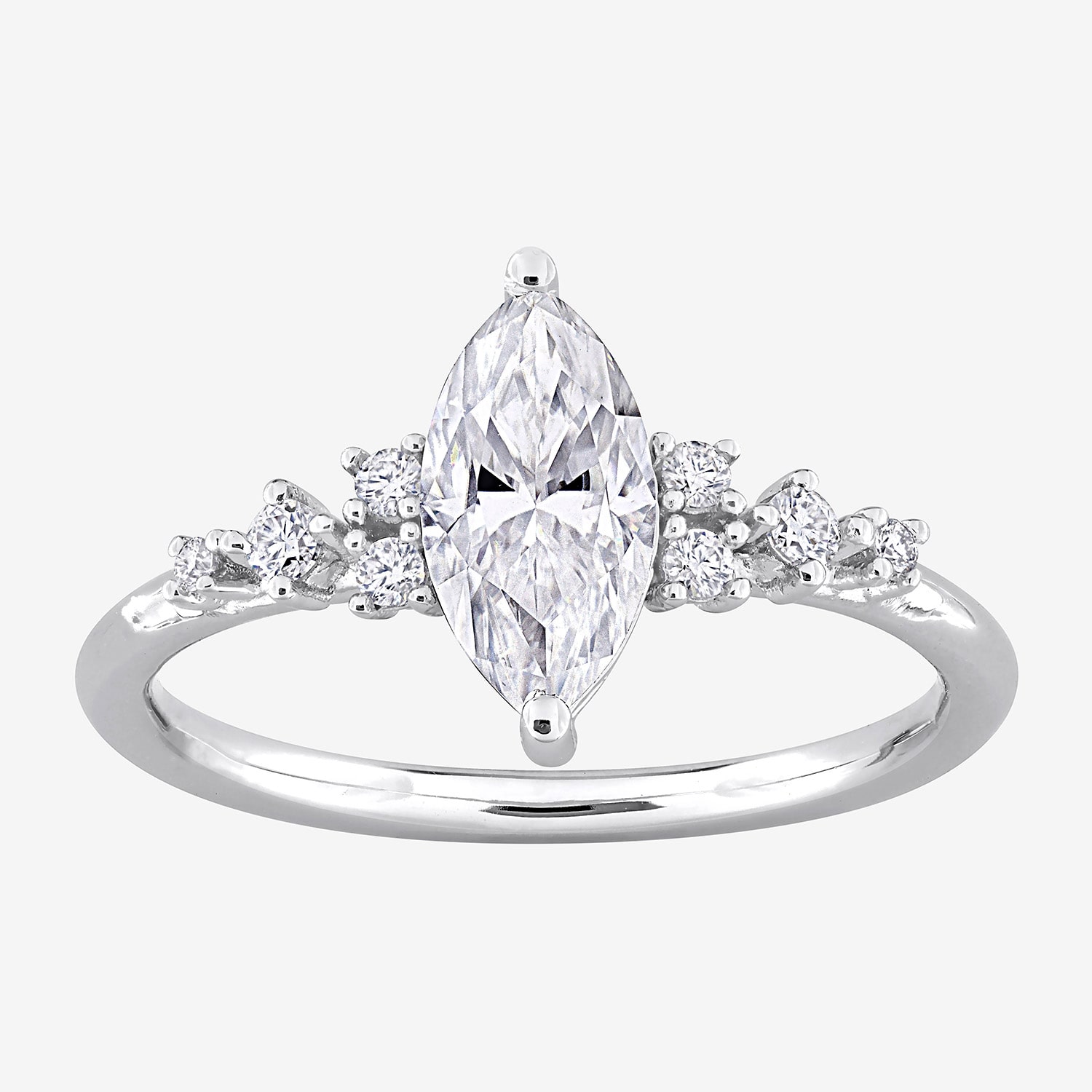Womens Lab Created White Moissanite Sterling Silver Marquise Cocktail Ring