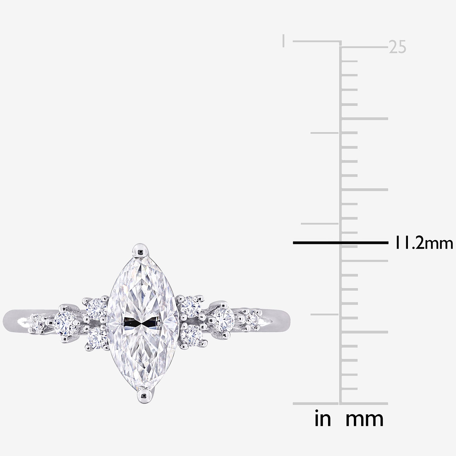 Womens Lab Created White Moissanite Sterling Silver Marquise Cocktail Ring