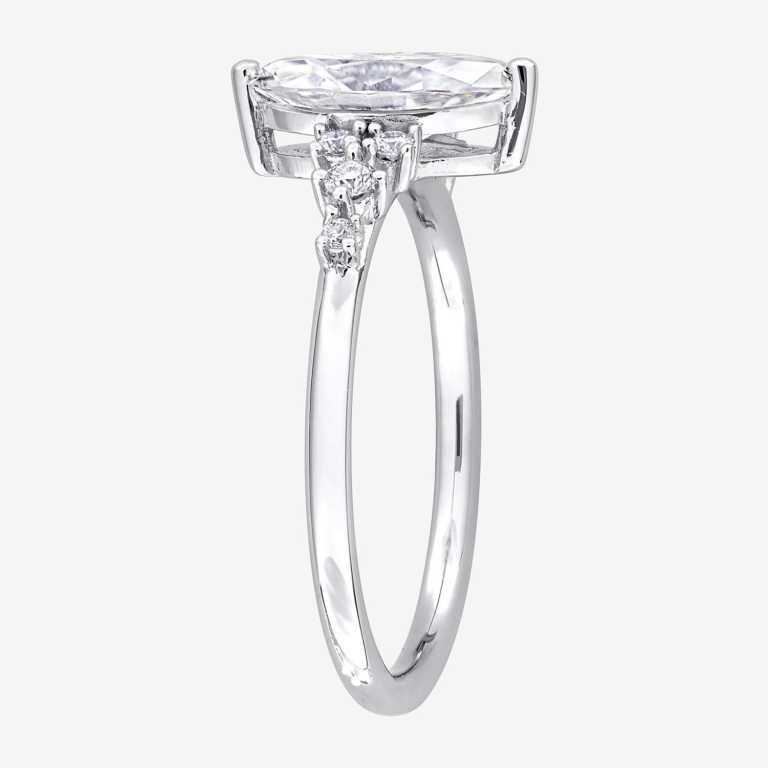Womens Lab Created White Moissanite Sterling Silver Marquise Cocktail Ring