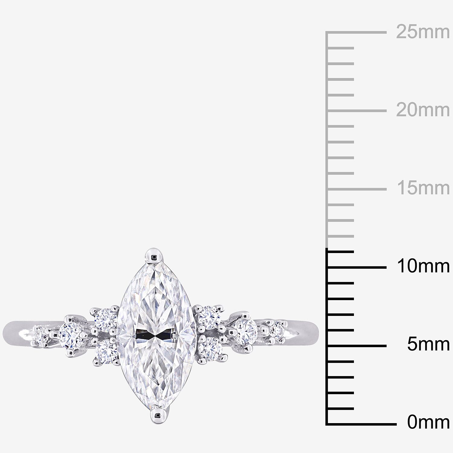 Womens Lab Created White Moissanite Sterling Silver Marquise Cocktail Ring