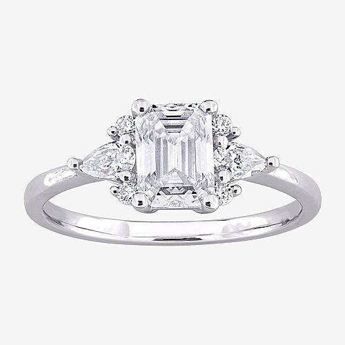 Womens Lab Created White Moissanite Sterling Silver Cocktail Ring, 9, White