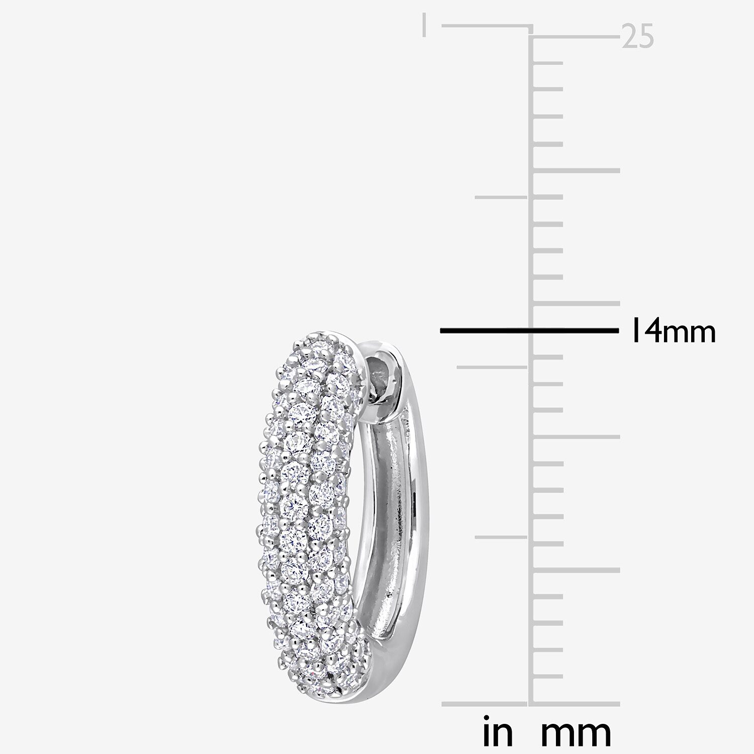 Womens Lab Created White Moissanite Sterling Silver 14mm Hoop Earrings