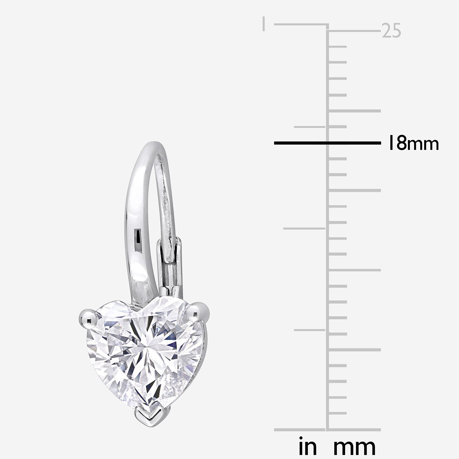 Womens Lab Created White Moissanite Sterling Silver 18mm Heart Hoop Earrings