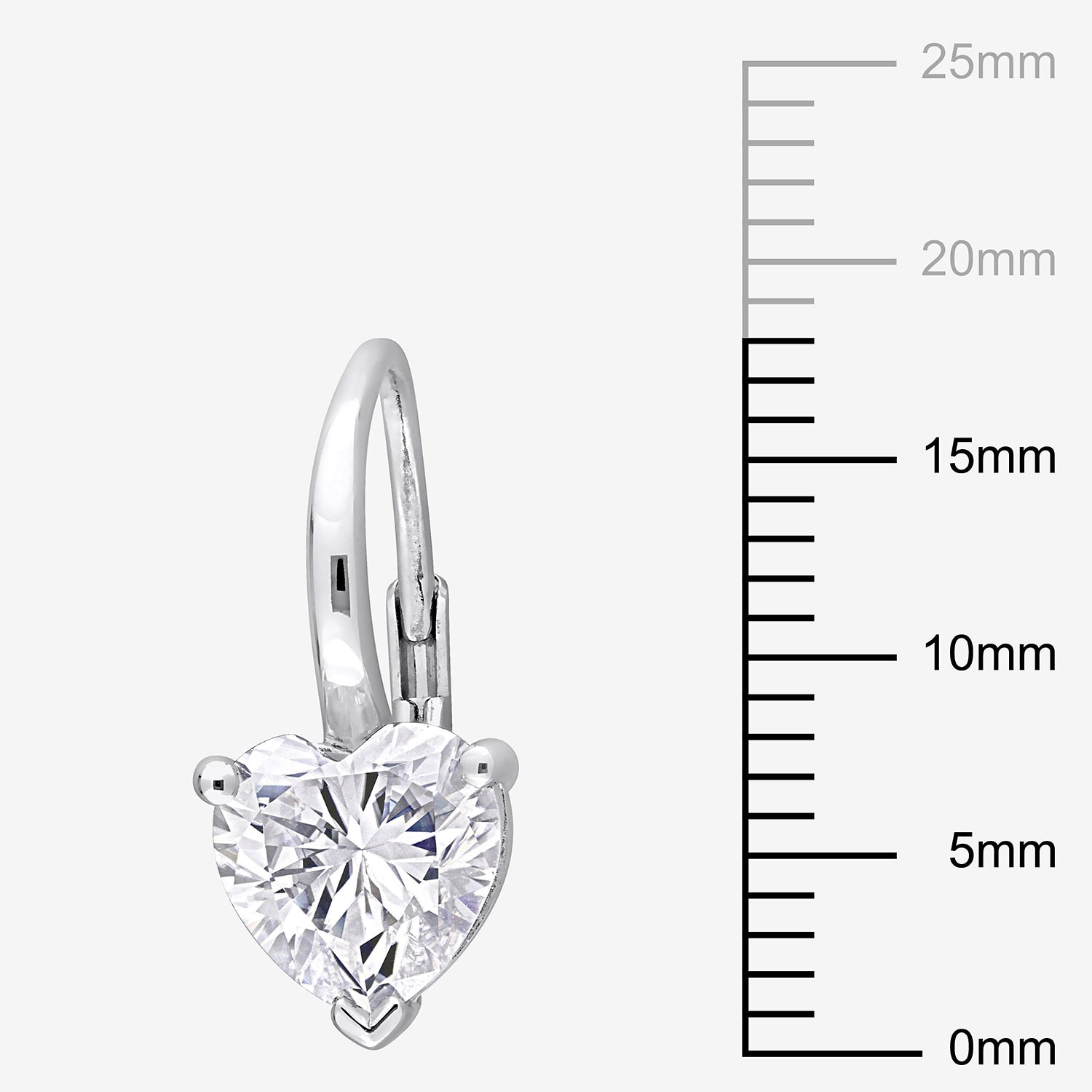 Womens Lab Created White Moissanite Sterling Silver 18mm Heart Hoop Earrings