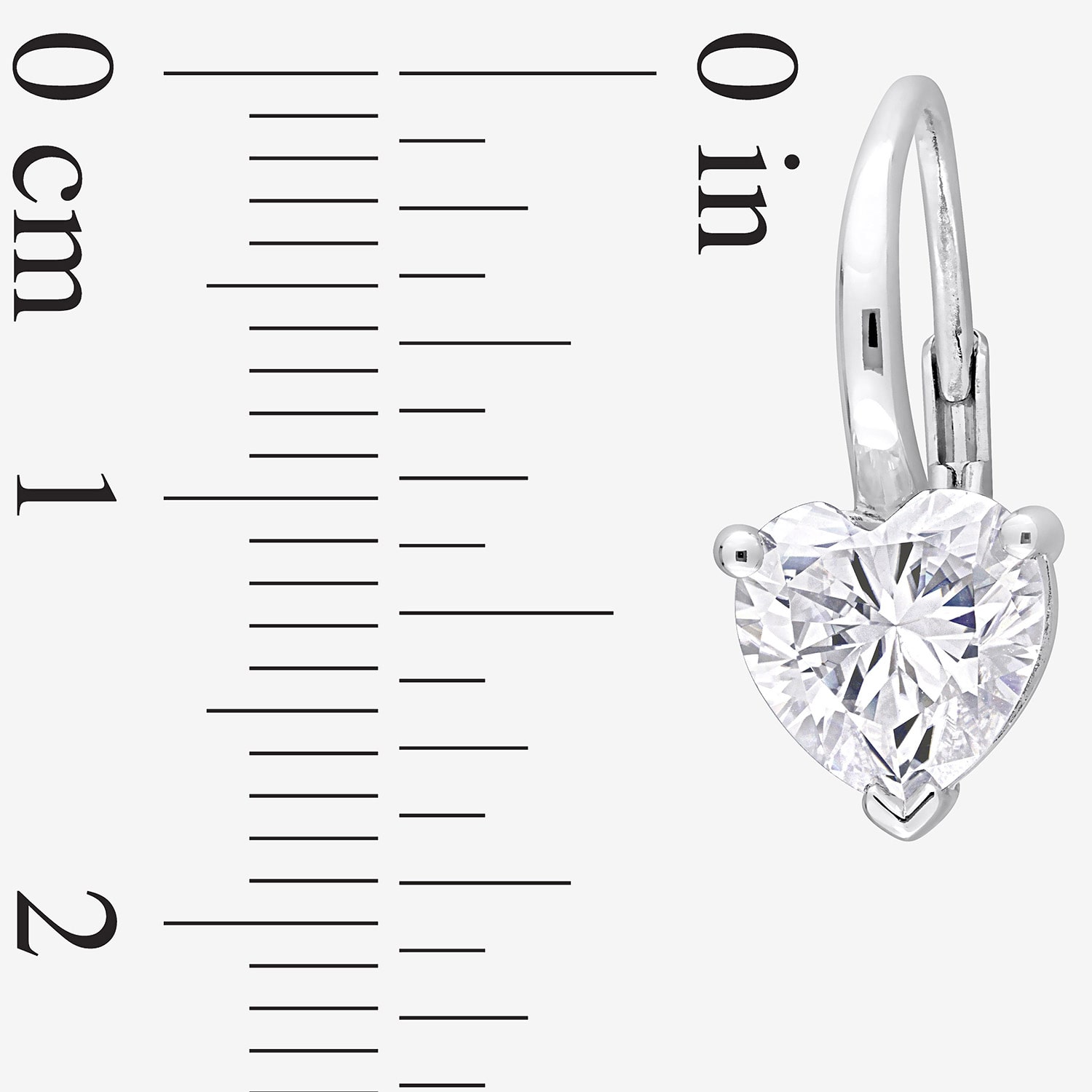 Womens Lab Created White Moissanite Sterling Silver 18mm Heart Hoop Earrings