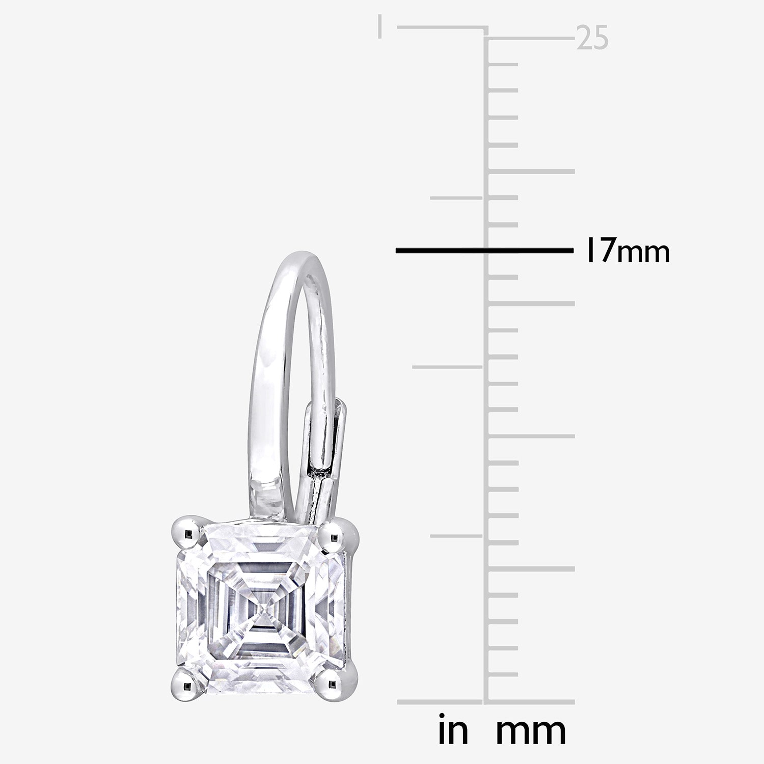 Womens Lab Created White Moissanite Sterling Silver 17mm Hoop Earrings