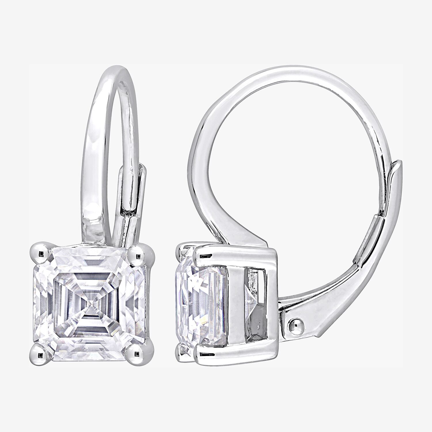 Womens Lab Created White Moissanite Sterling Silver 17mm Hoop Earrings