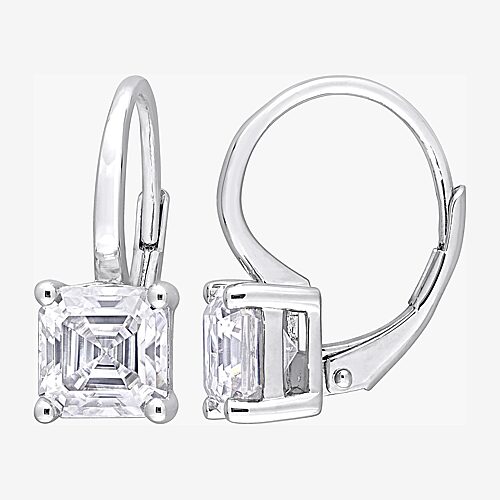 Womens Lab Created White Moissanite Sterling Silver 17mm Hoop Earrings, One Size, White